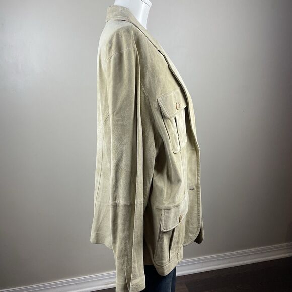 New Karen Kane NWT 3X Khaki Suede Leather Jacket Retro Boho Oversized - Picture 3 of 9